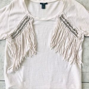 H&M Fringe Longsleeve Top